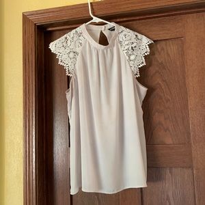 White Blouse Top with Lace Detail sleeves
